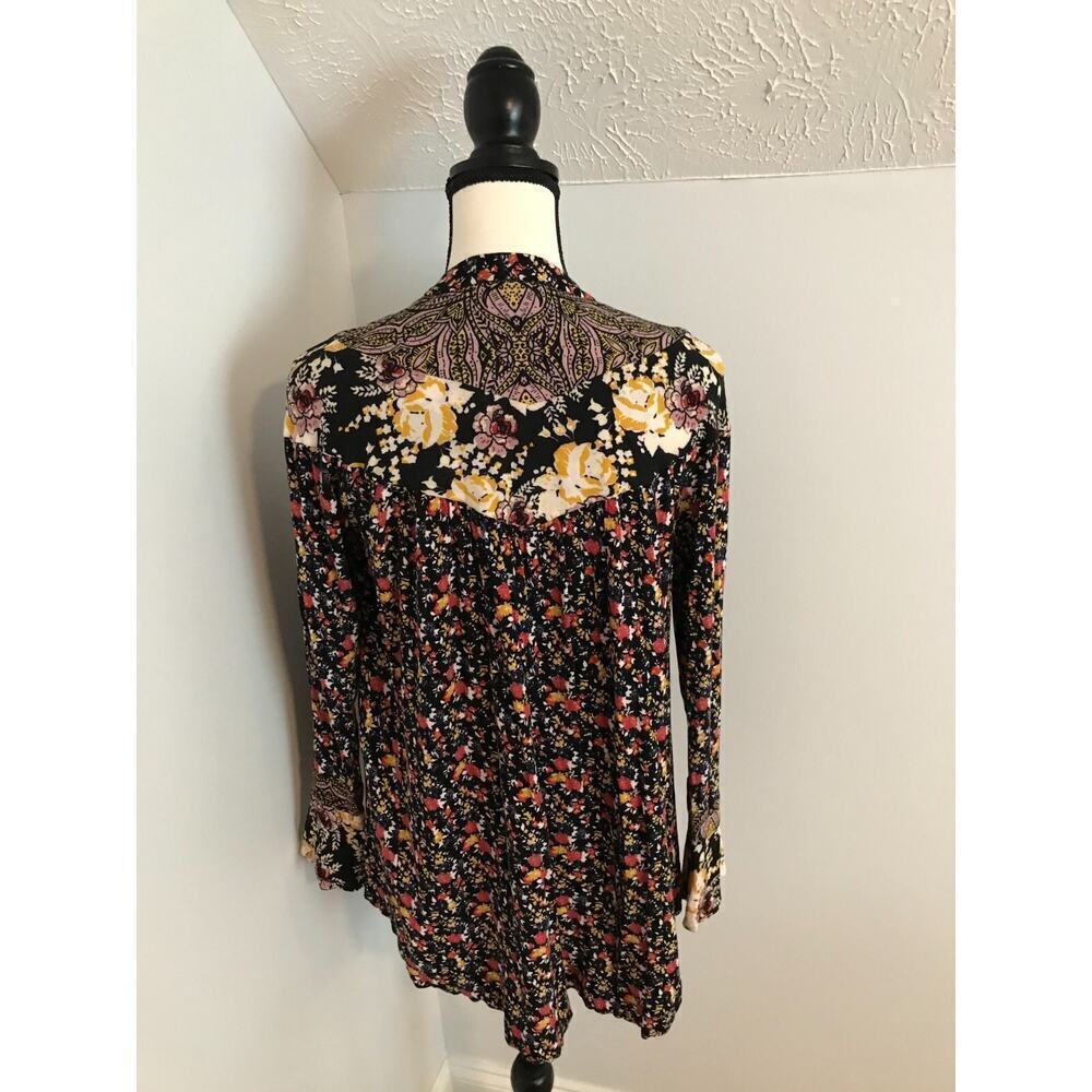 Free People Wildflower Fields Tunic XS Floral Bell Sleeve Boho Top - Picture 5 of 11
